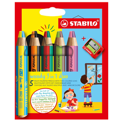 A placeholder image for for Buntstift STABILO® woody 3in1 duo 5er-Set mit Spitzer 