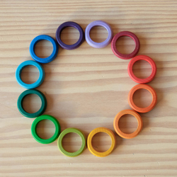 A placeholder image for for Regenbogen Holzringe 36 Stück 