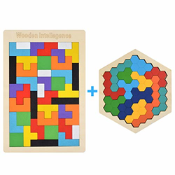 A placeholder image for for Holz Puzzle Hexagon Puzzles, Montessori Bildungsgeschenk für Kinder & Erwachsene 